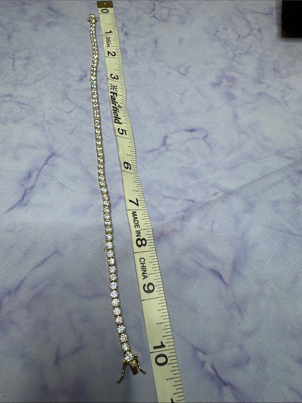 Gold Crystal-Embellished Tennis Ankle Bracelet Stainless Steal - Picture 3 of 5